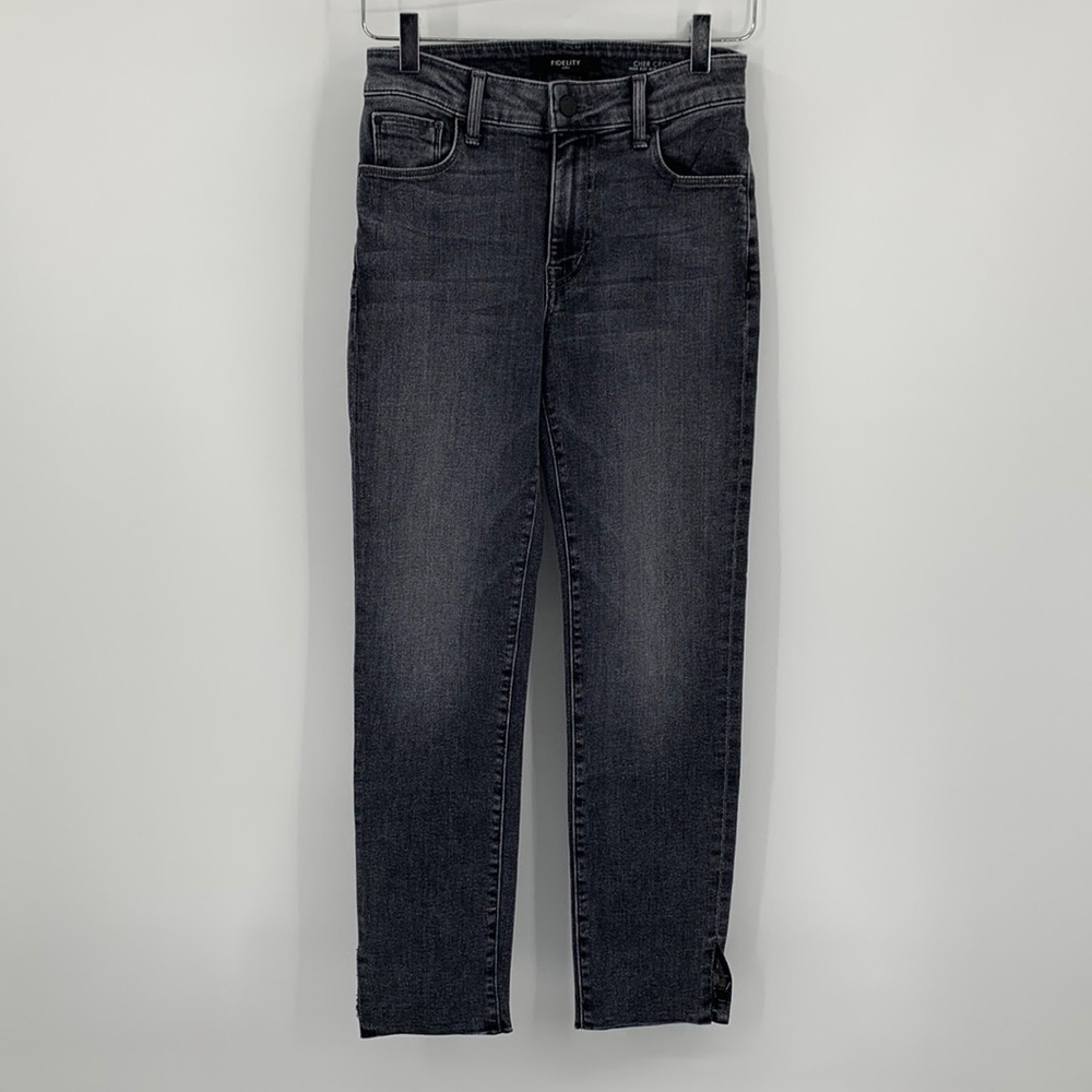 Fidelity Denim Cher crop ankle jeans respectable grey black straight slim new 24